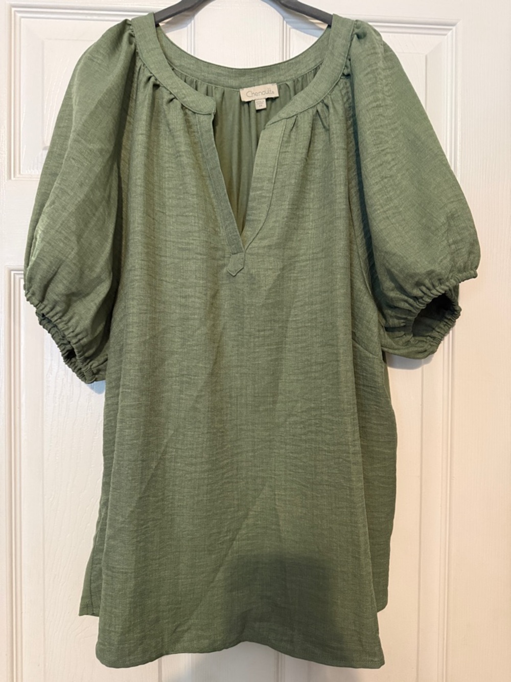 Chenault Sage Green Blouse with Subtle Texture